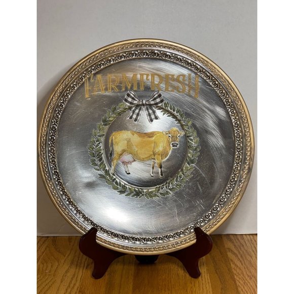 A Flipped Silver-Plated, Reed & Barton tray with /Transfers & Gold Detail - Picture 8 of 10